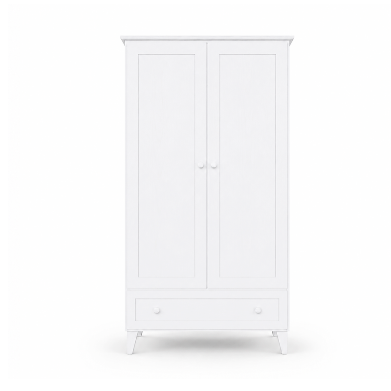 Trægarderobe 2D1S Scandi hvid