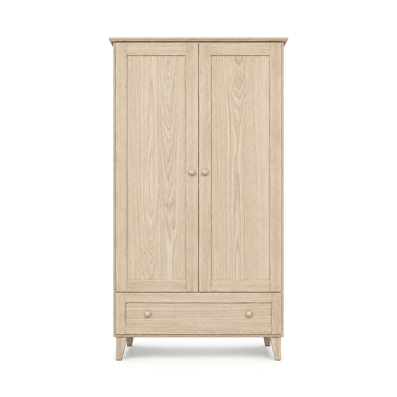 Eg garderobe 2D1S Scandi, bleget eg
