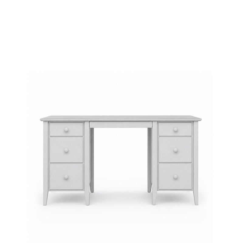Grå skrivebord i træ med 6 skuffer - arbejds- og ungdomsværelse, scandi