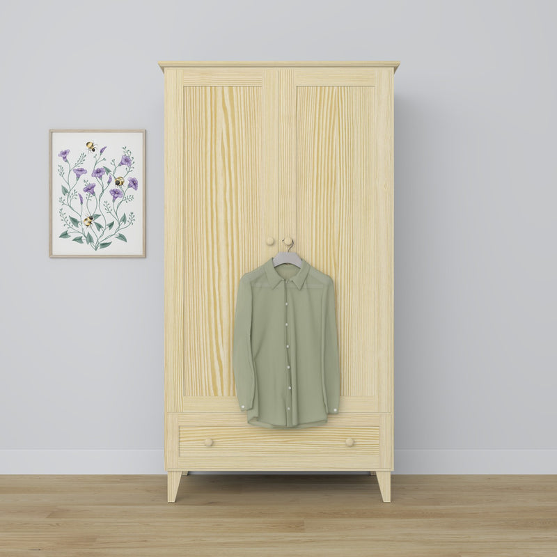 Pine wardrobe 2D1S Scandi clear pine
