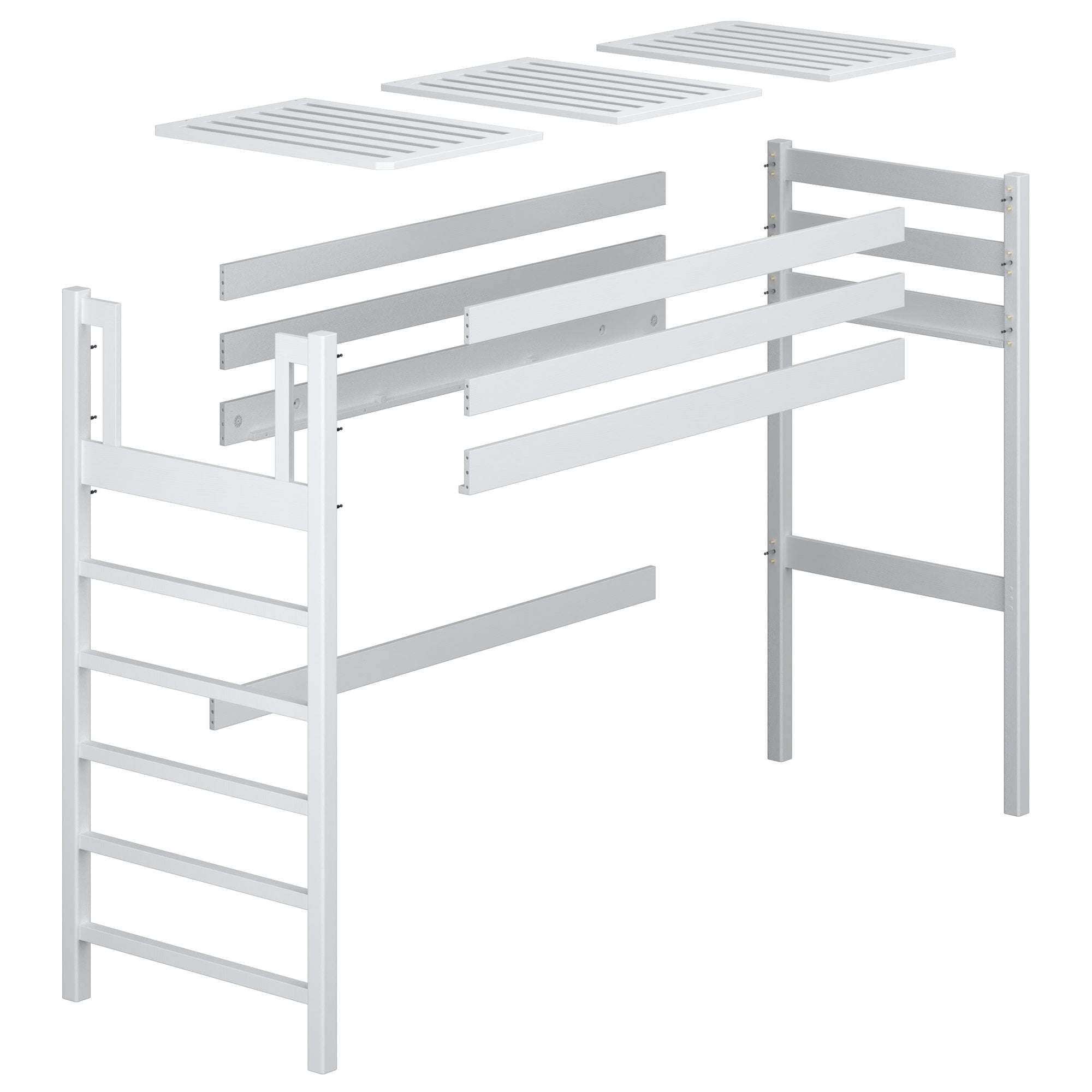Loft bed natural oak – oak posts and joints, close-up on quality