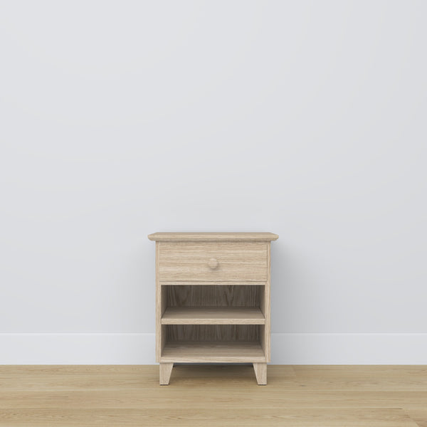 Oak bedside table 1S N02 Scandi oak bleached