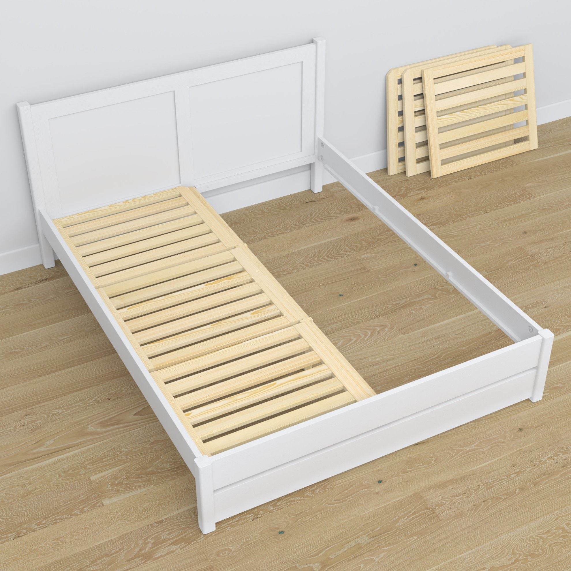 Wooden double bed with drawer N02 white