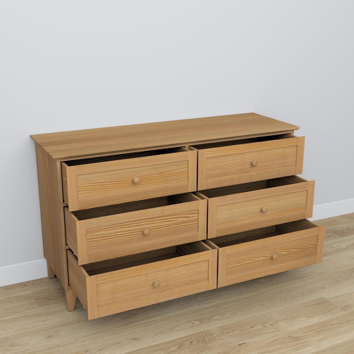 6S fyrretræ kommode, naturfyr 154 cm i soveværelset - Skandinavisk arrangement