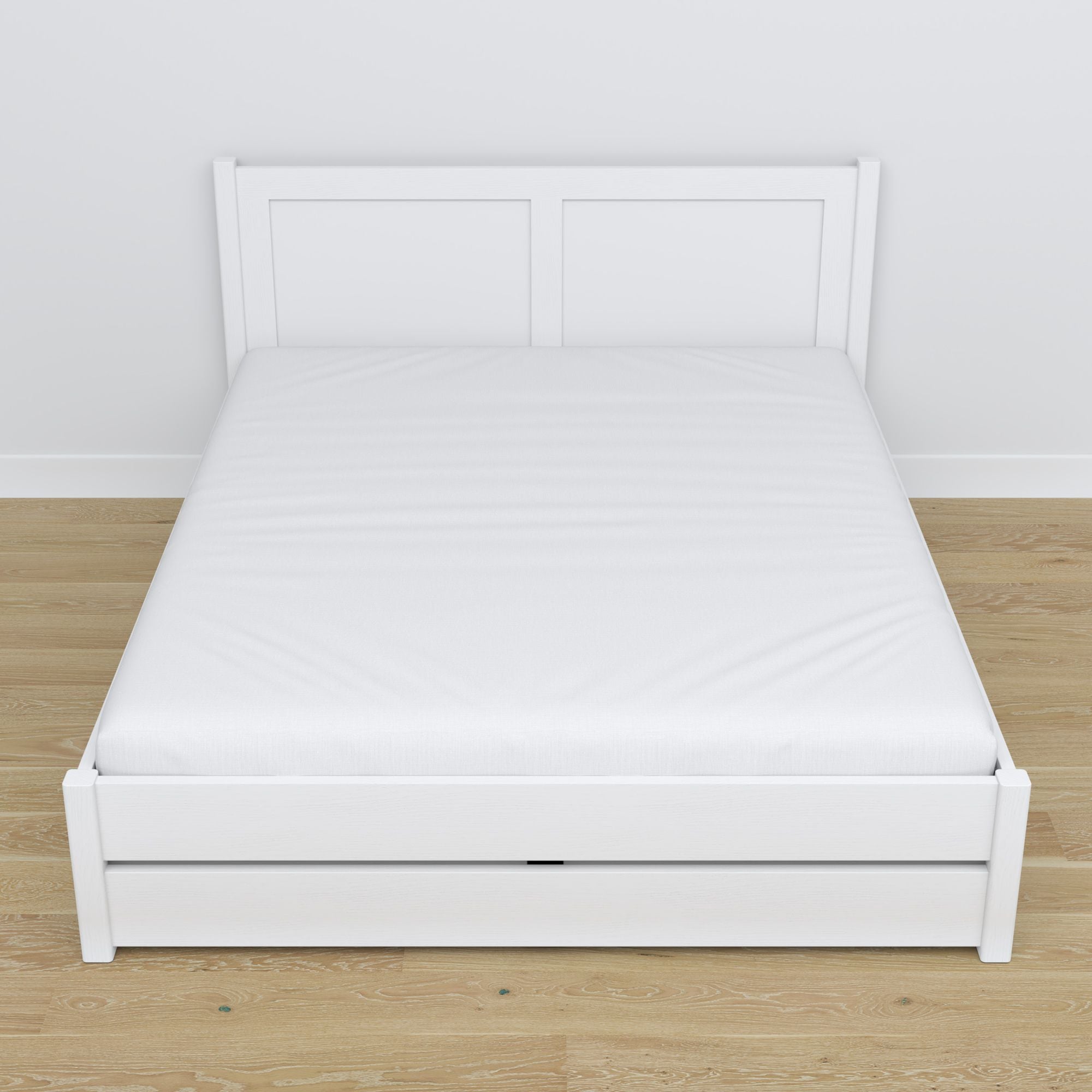 Wooden double bed with drawer N02 white