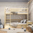 Clear Pine Bunk Bed with Drawer – Wooden Safety Rail and Ladder, Nizio