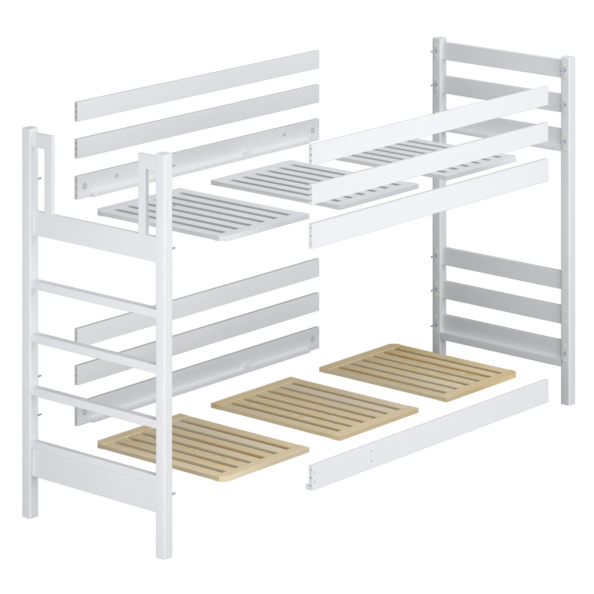 Grey Wooden Bunk Bed with Mattress Drawer – Room Arrangement