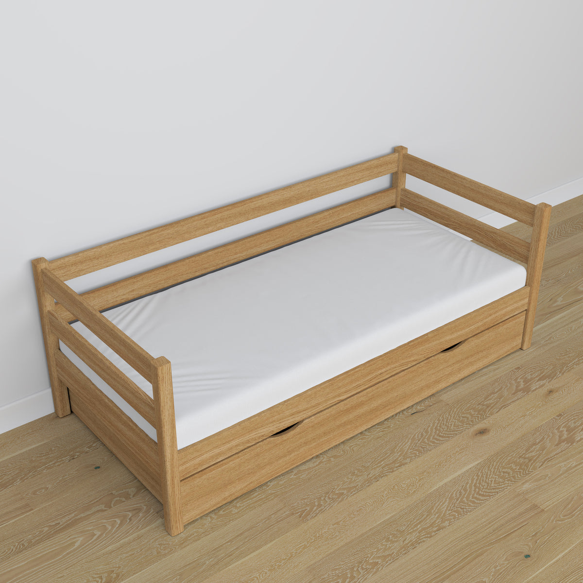 Oak sofa bed with drawer natural oak – child’s room, scandi arrangement