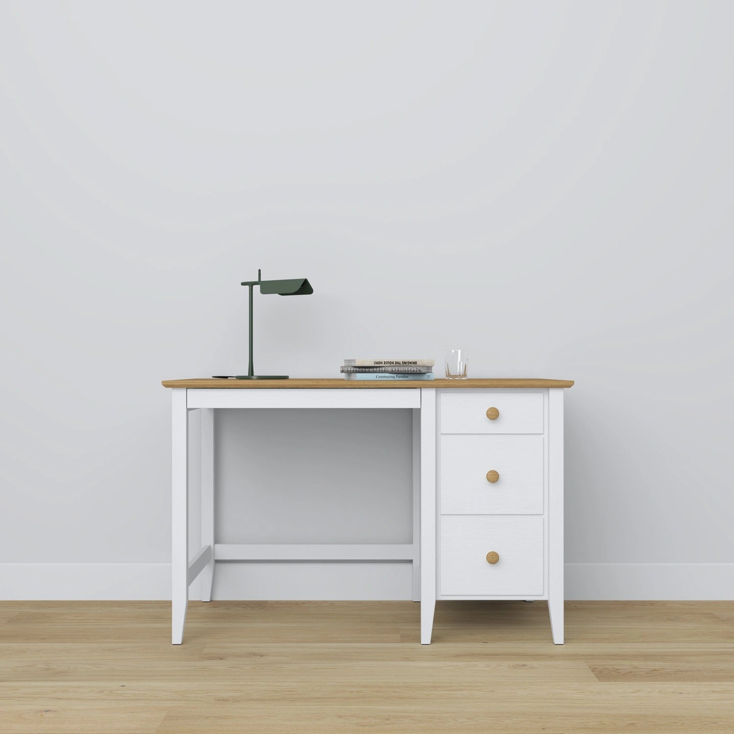 Wooden desk 3S Scandi white / natural oak
