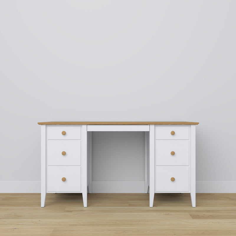 Wooden desk 6S Scandi white / natural oak