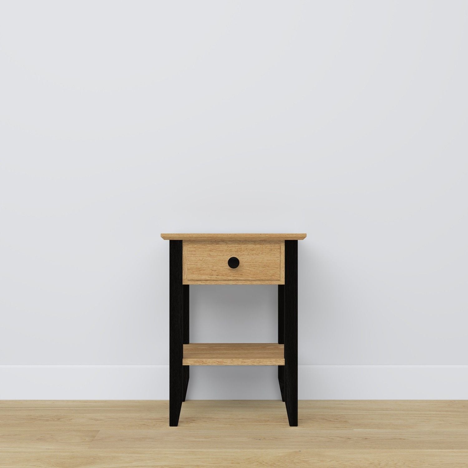 Oak bedside table 1S N01 Scandi oak natural / black