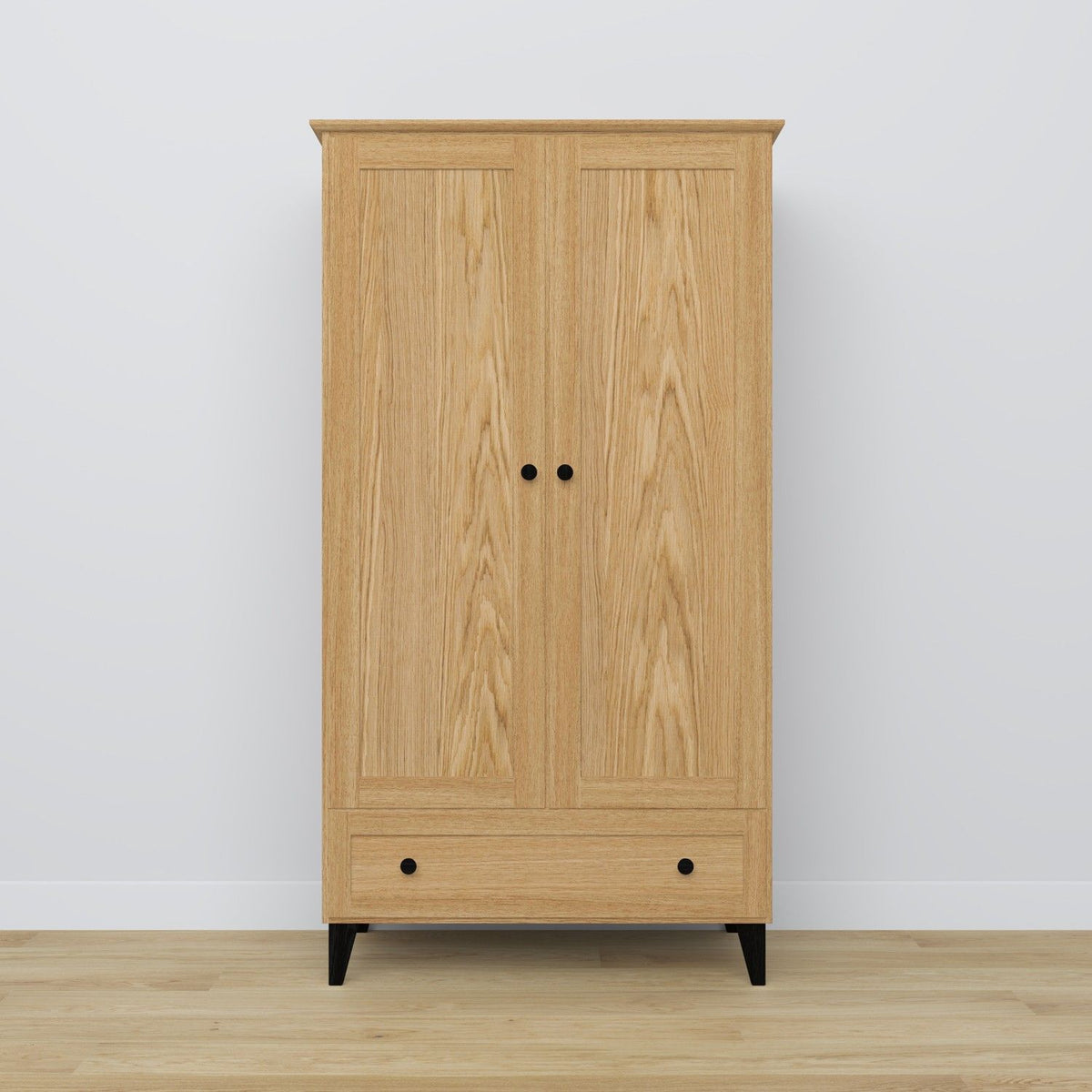 Oak wardrobe 2D1S Scandi oak natural / black