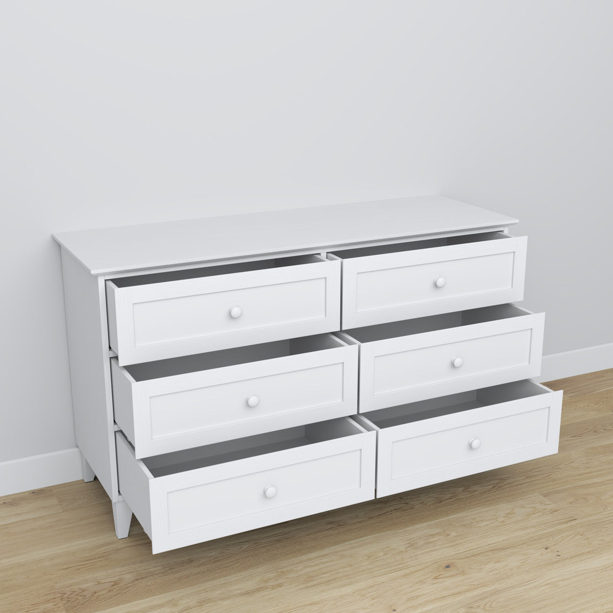 Kommode 6S, træ, hvid, 154 cm, i soveværelset - Skandinavisk arrangement