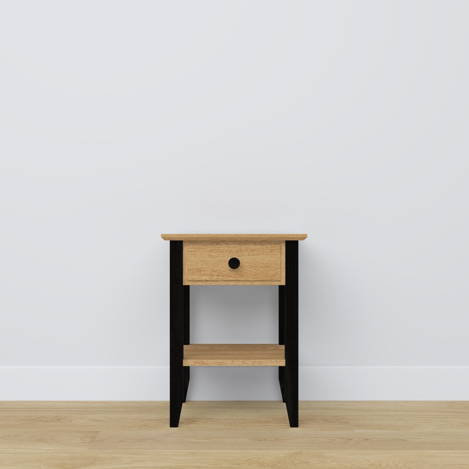 Oak bedside table 1S N01 Scandi oak natural / black