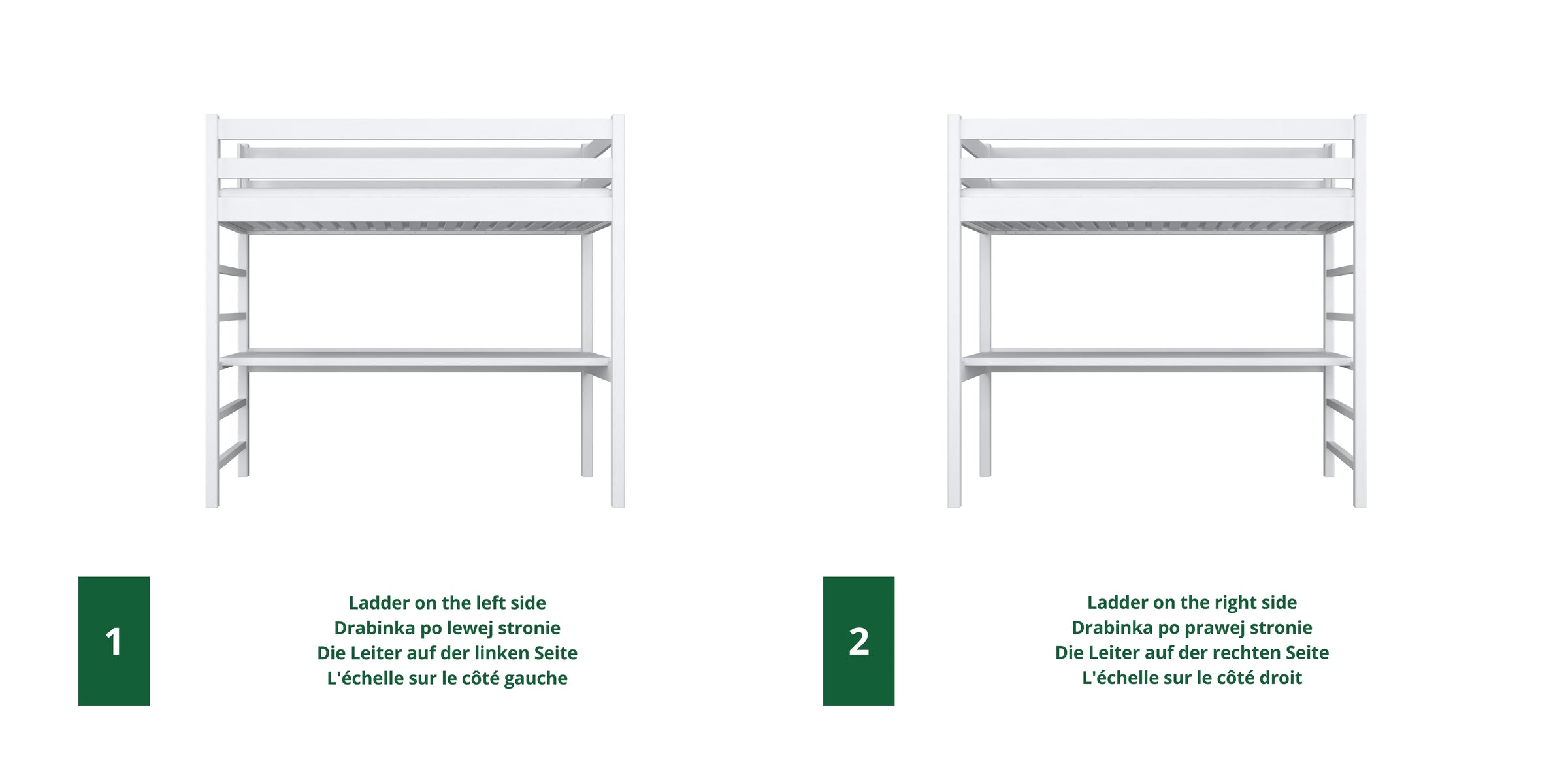 loftseng med skrivebord N01 RAL/NCS – træ, farve der matcher interiøret, Nizio Home