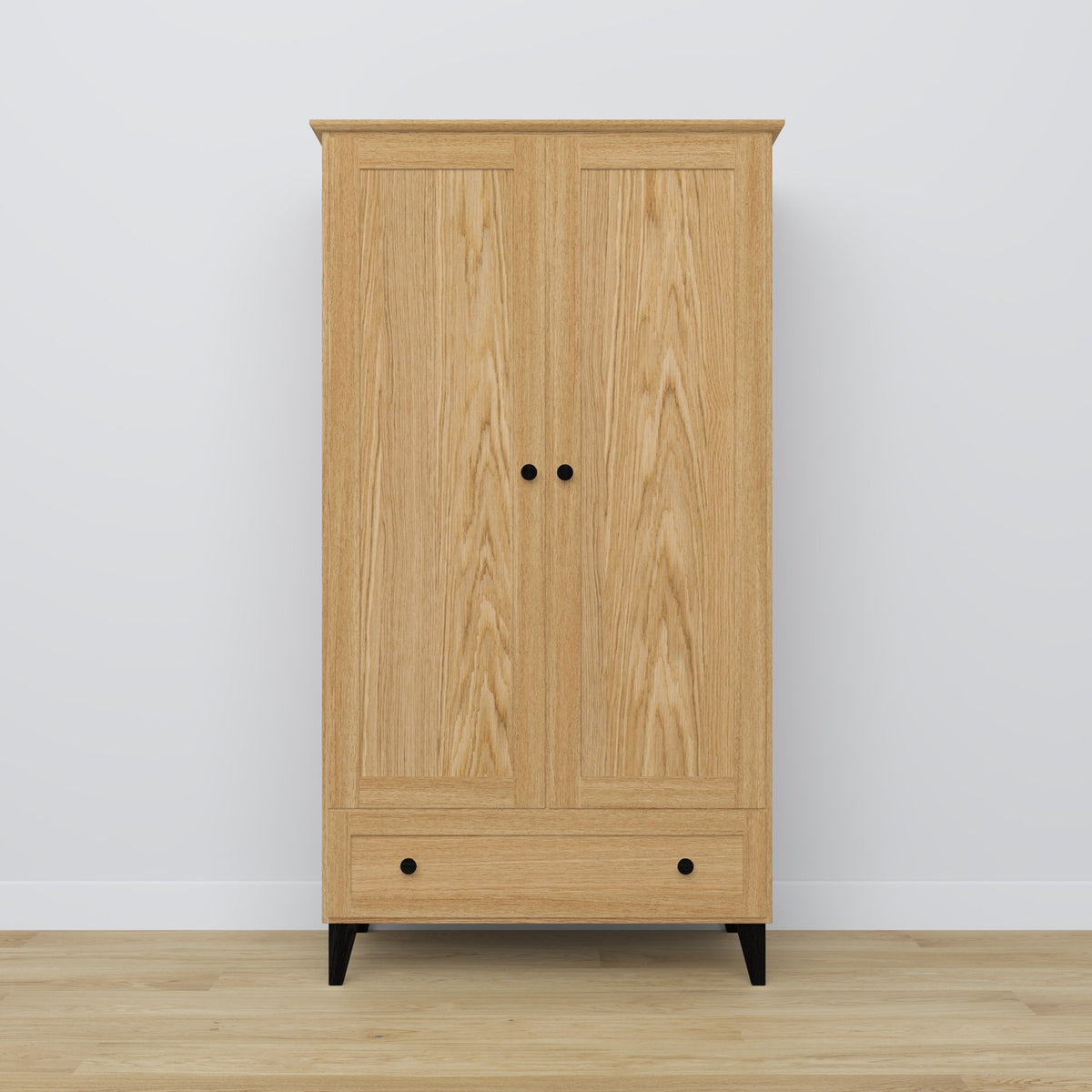 Oak wardrobe 2D1S Scandi oak natural / black
