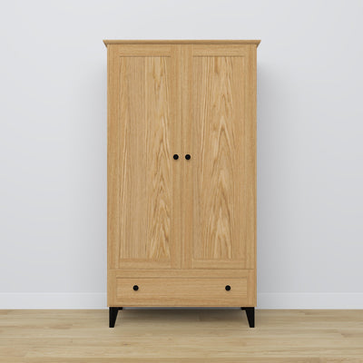 Oak wardrobe 2D1S Scandi oak natural / black