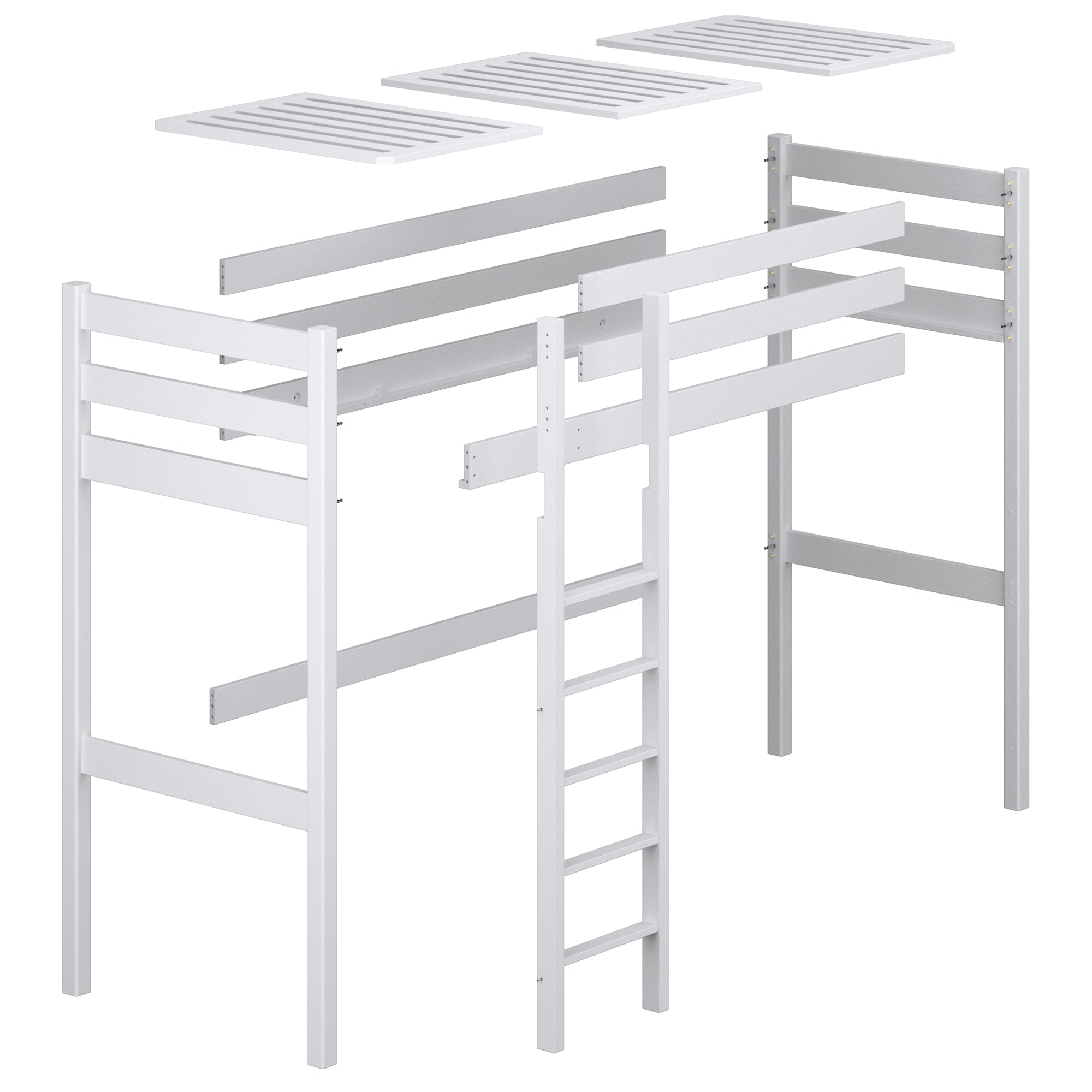 Grey Wooden Loft Bed – Children’s Room Proportions, Nizio