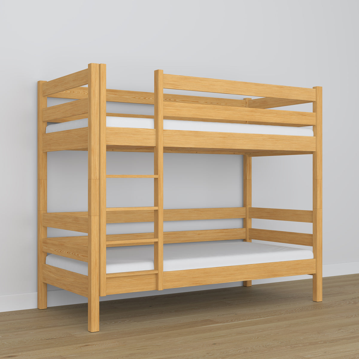 Natural Pine Wooden Bunk Bed – Side View, Nizio Home