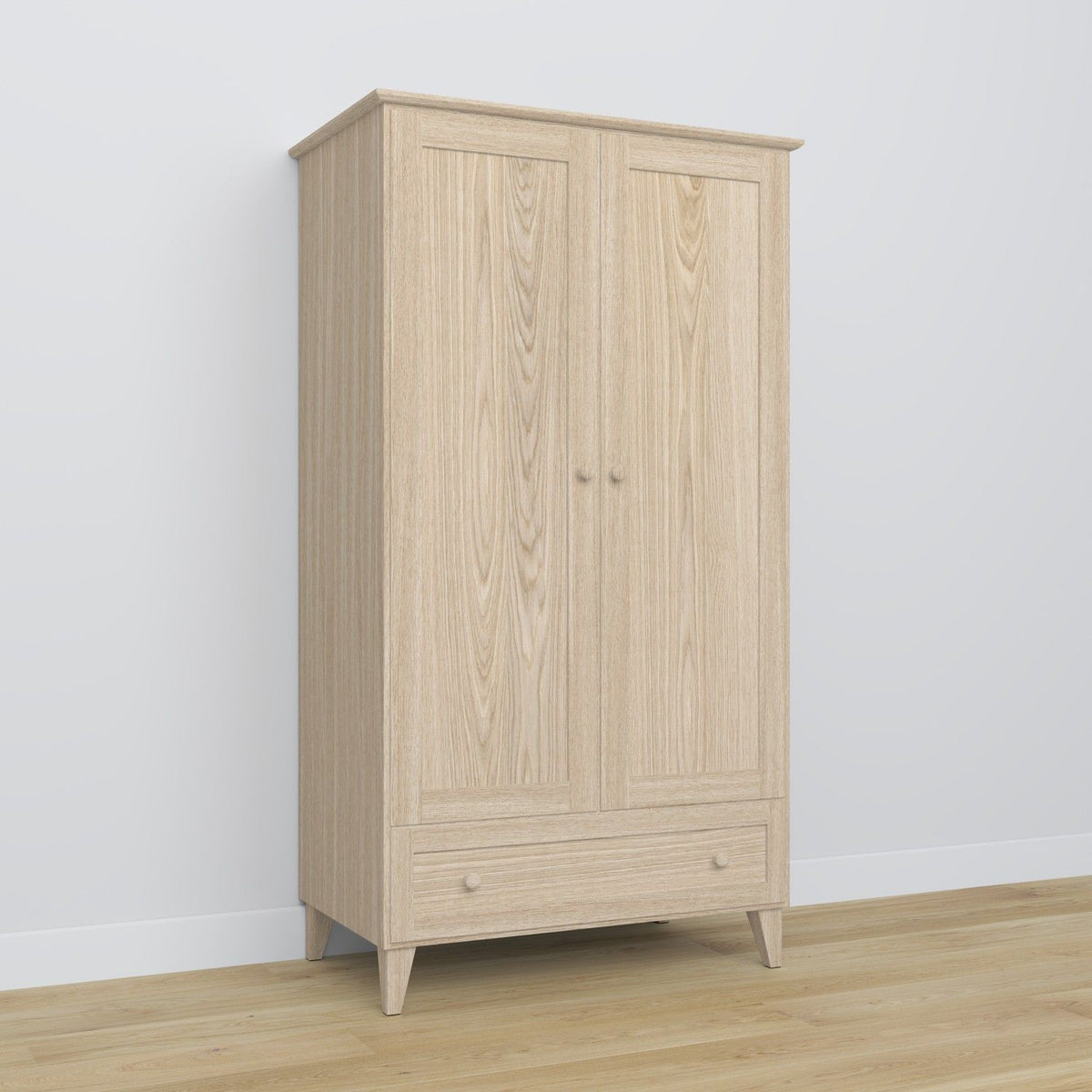 2D1S garderobe af bleget eg i soveværelset - Skandinavisk arrangement, eg, Nizio