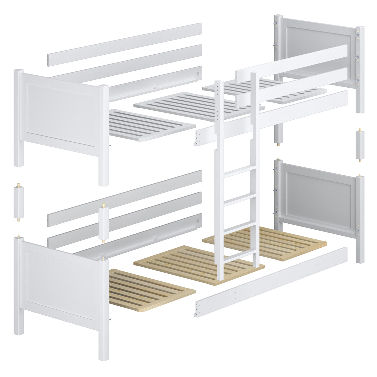 Natural Pine Wooden Bunk Bed – Dimensions and Diagram, Nizio