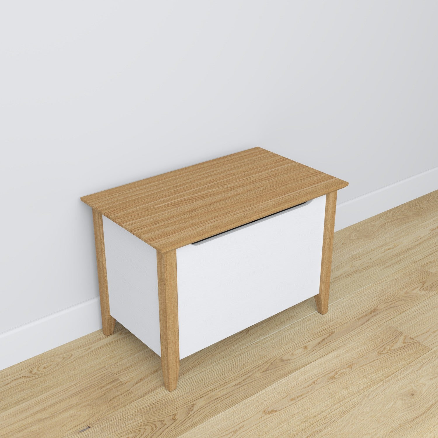 Chest wooden white with oak in living room or bedroom – Scandinavian arrangement