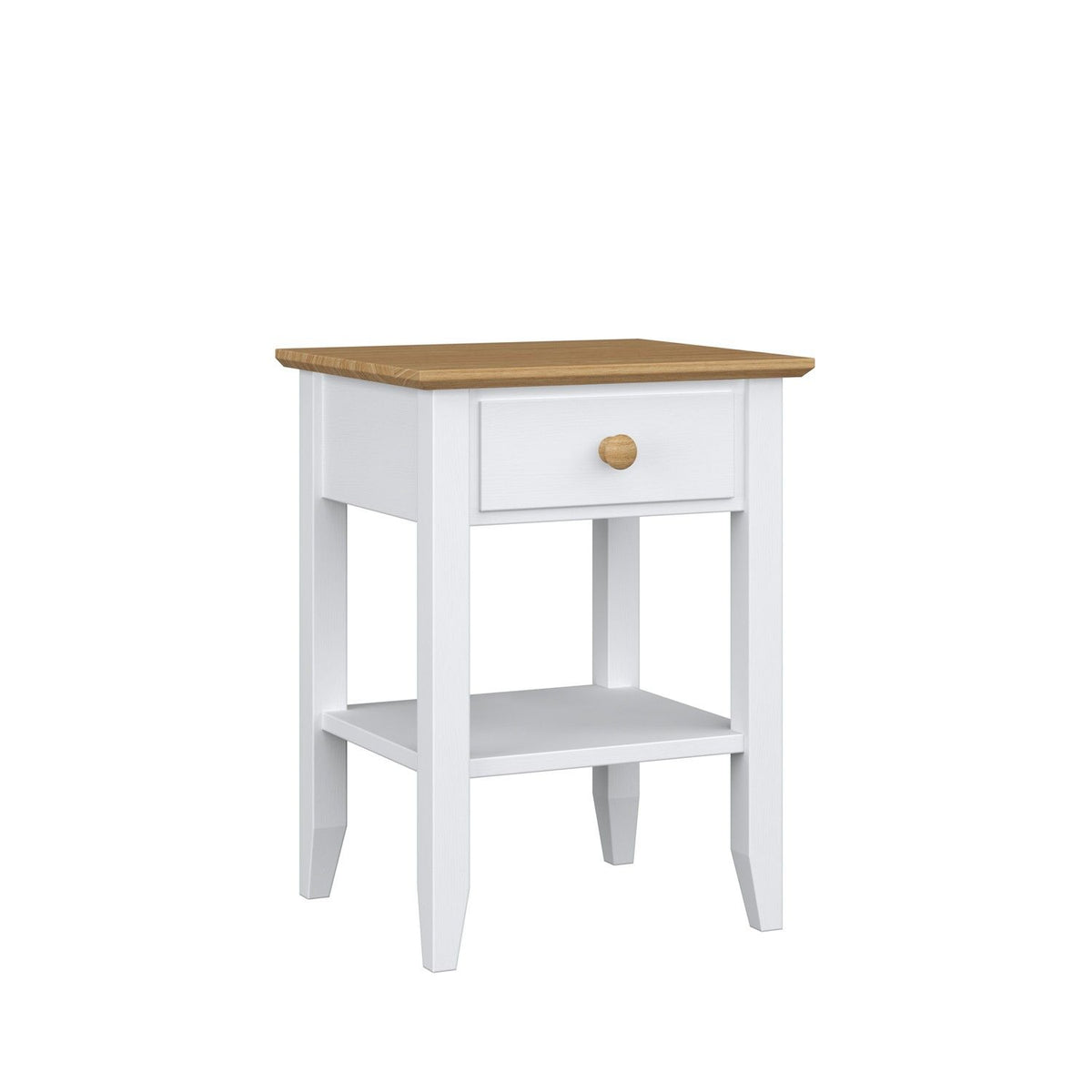 Wooden bedside table 1S N01 Scandi white / natural oak