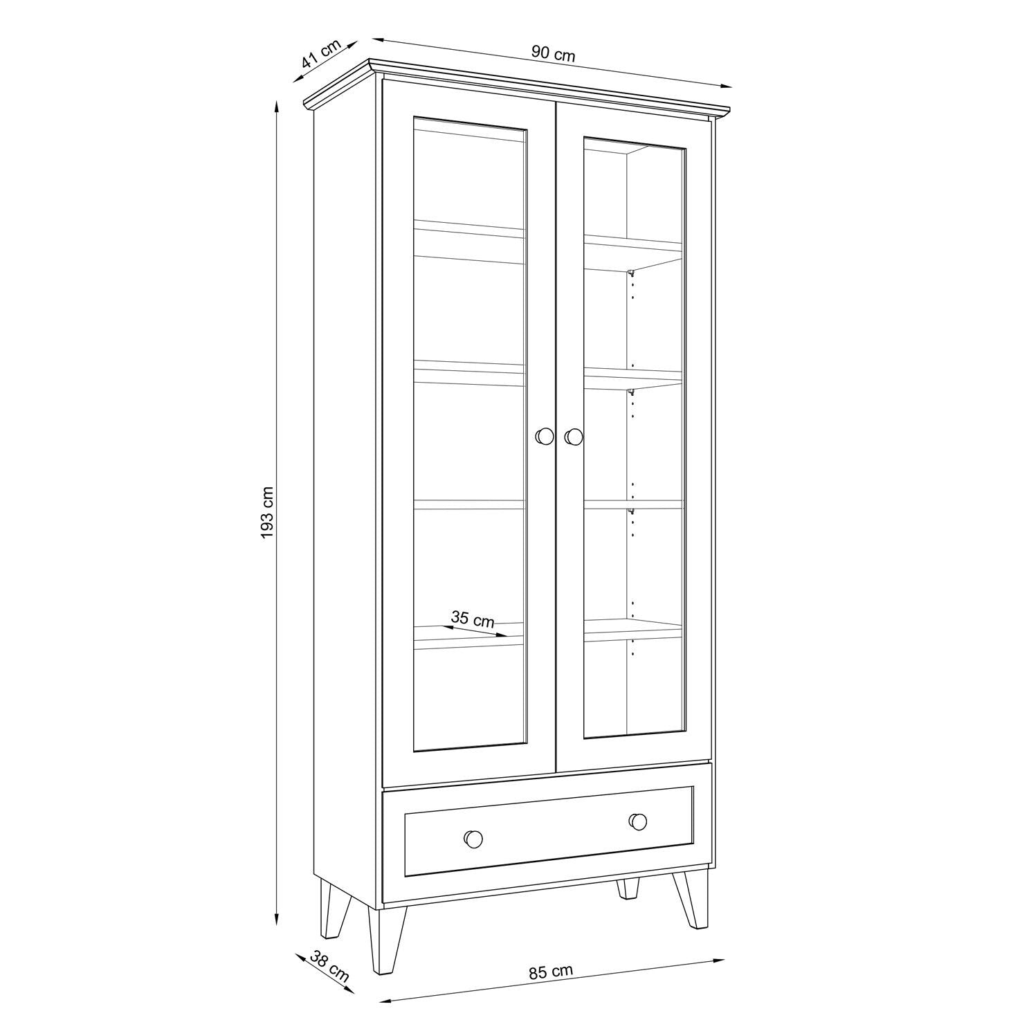 Oak display cabinet 1S 90 Scandi oak natural