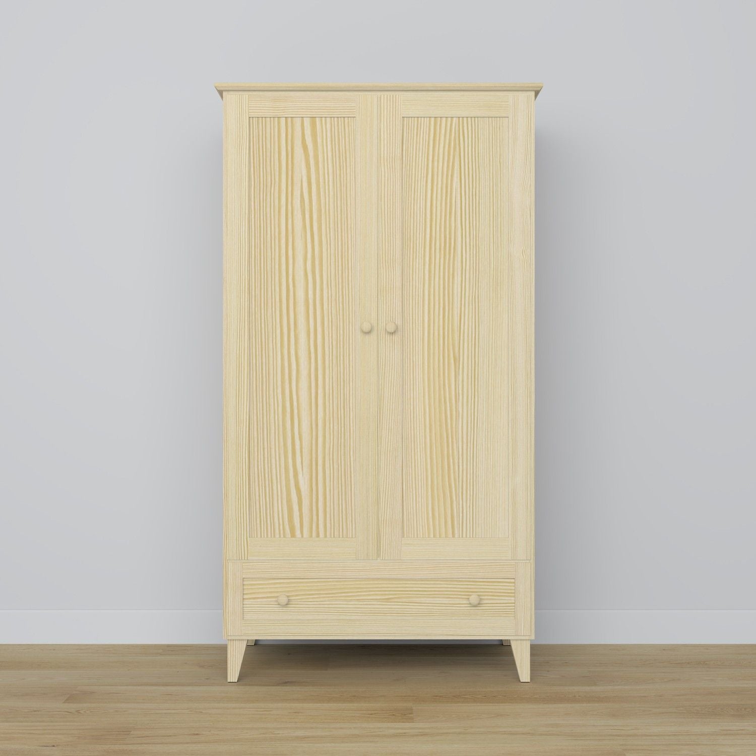 Pine wardrobe 2D1S Scandi clear pine
