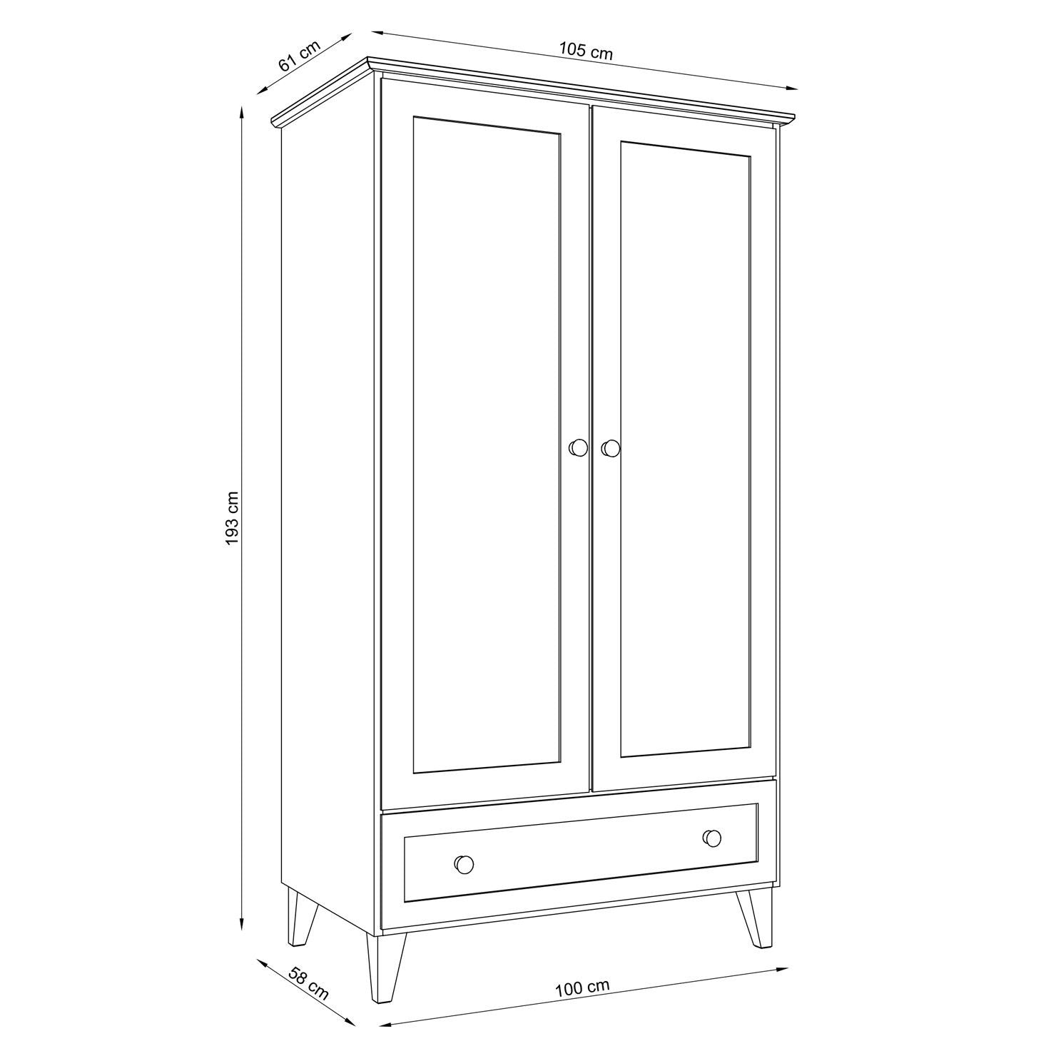 Pine wardrobe 2D1S Scandi clear pine