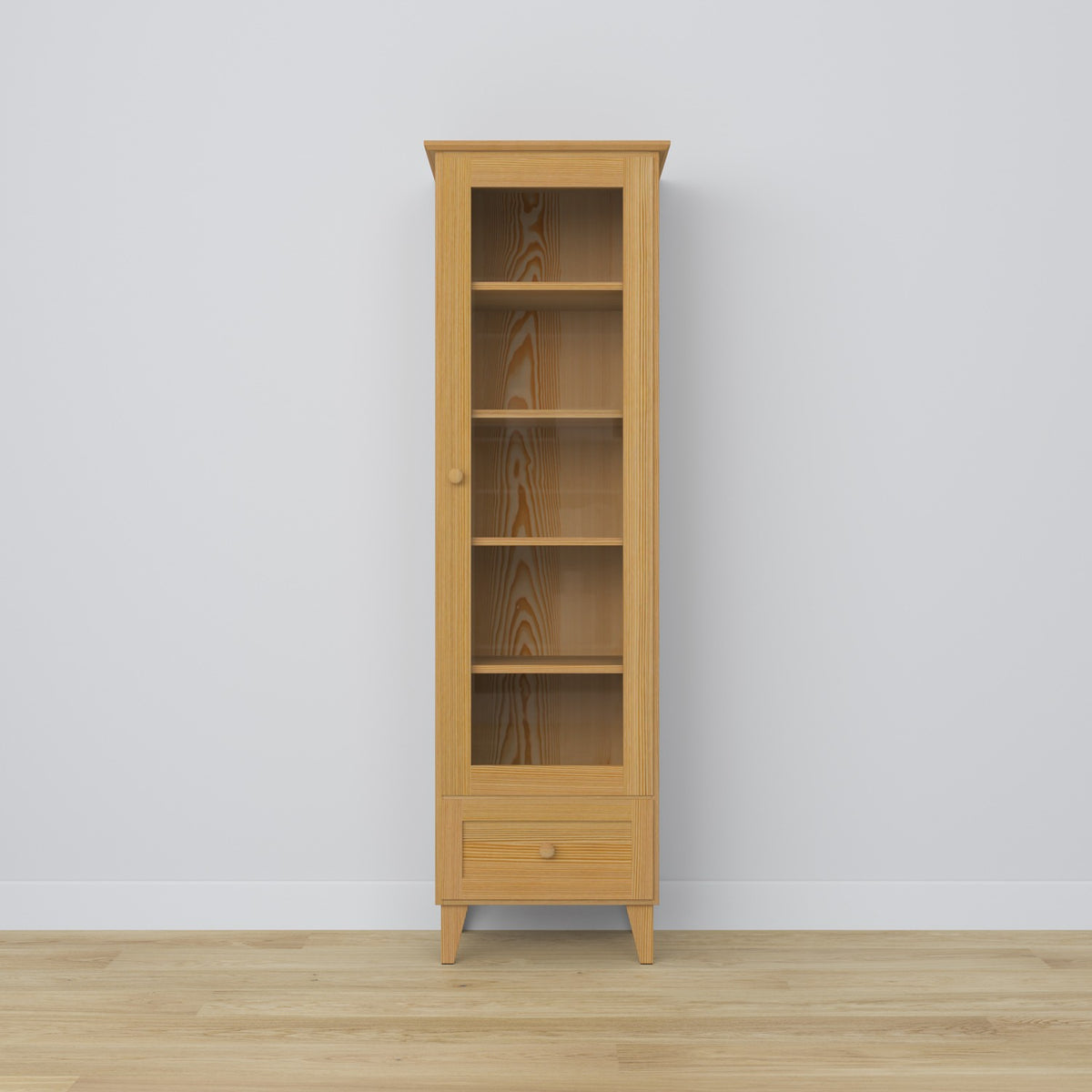 Display cabinet with drawer pine natural pine 57 cm – living room, Scandinavian style Nizio