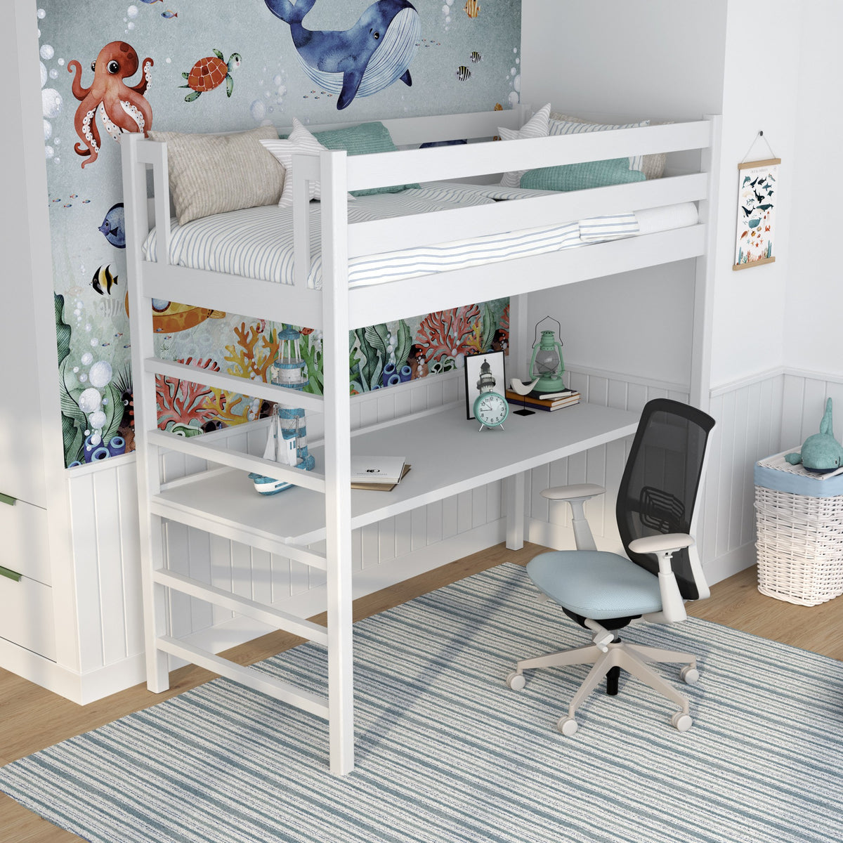 loftseng med skrivebord N01 RAL/NCS – træ, farve der matcher interiøret, Nizio Home