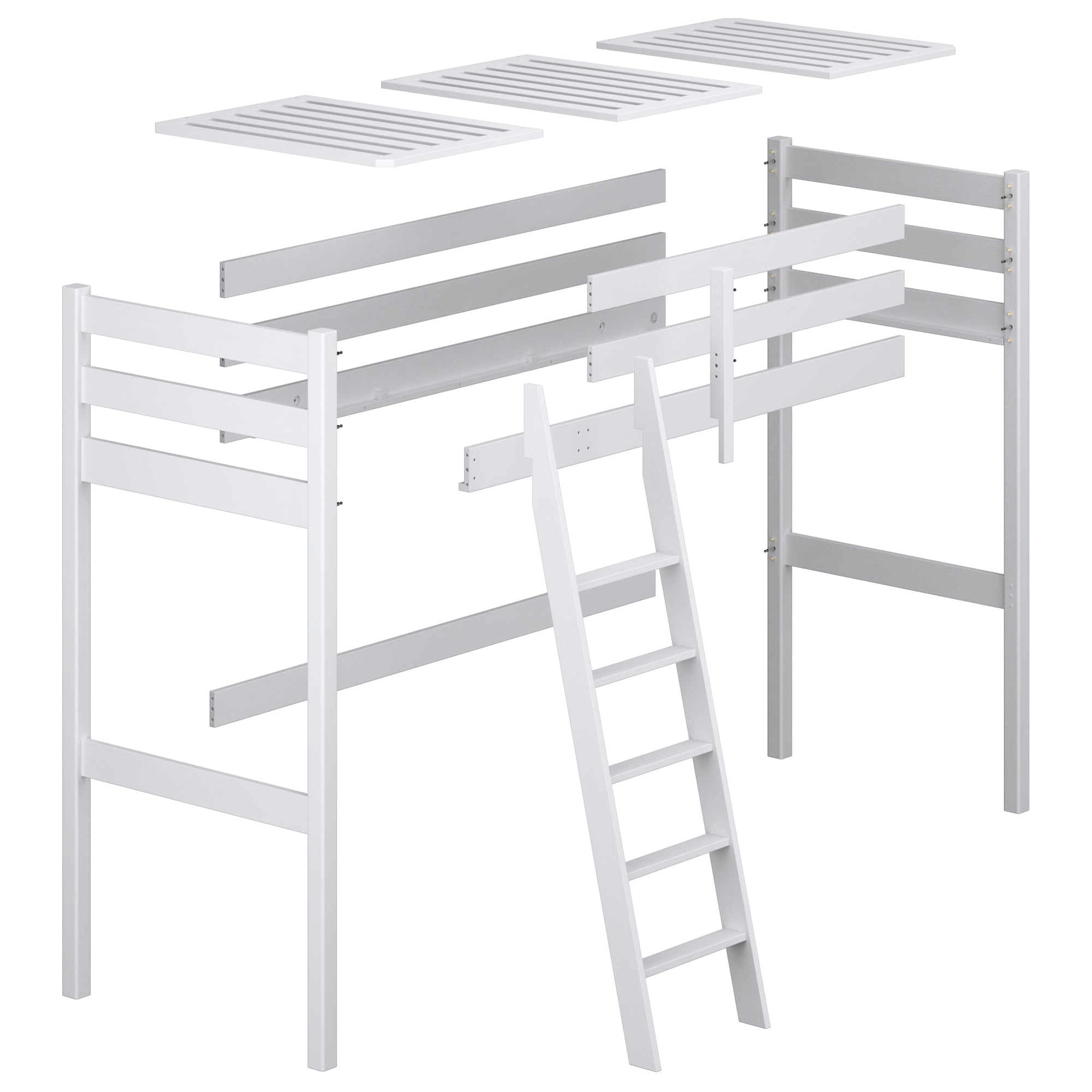 White and Oak Wooden Loft Bed – Children’s Room Proportions, Nizio