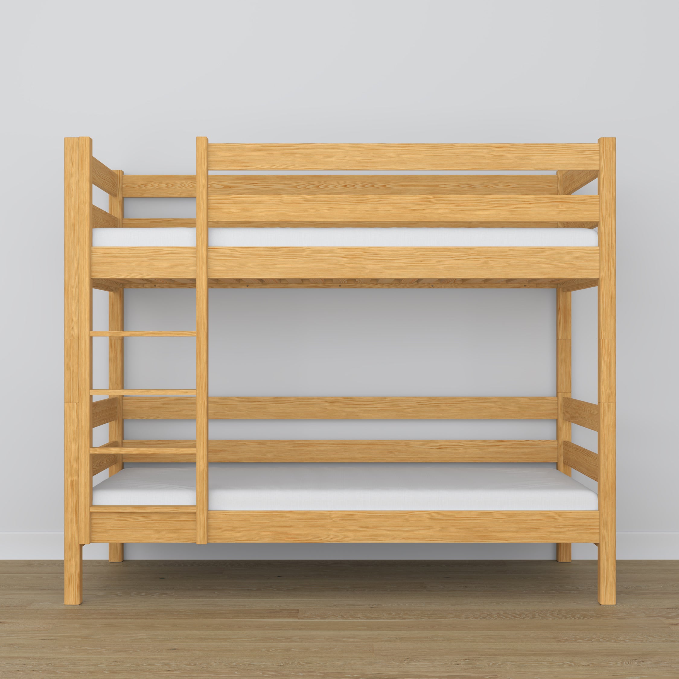 Natural Pine Wooden Bunk Bed – Slatted Frame, Durable Joinery Joints