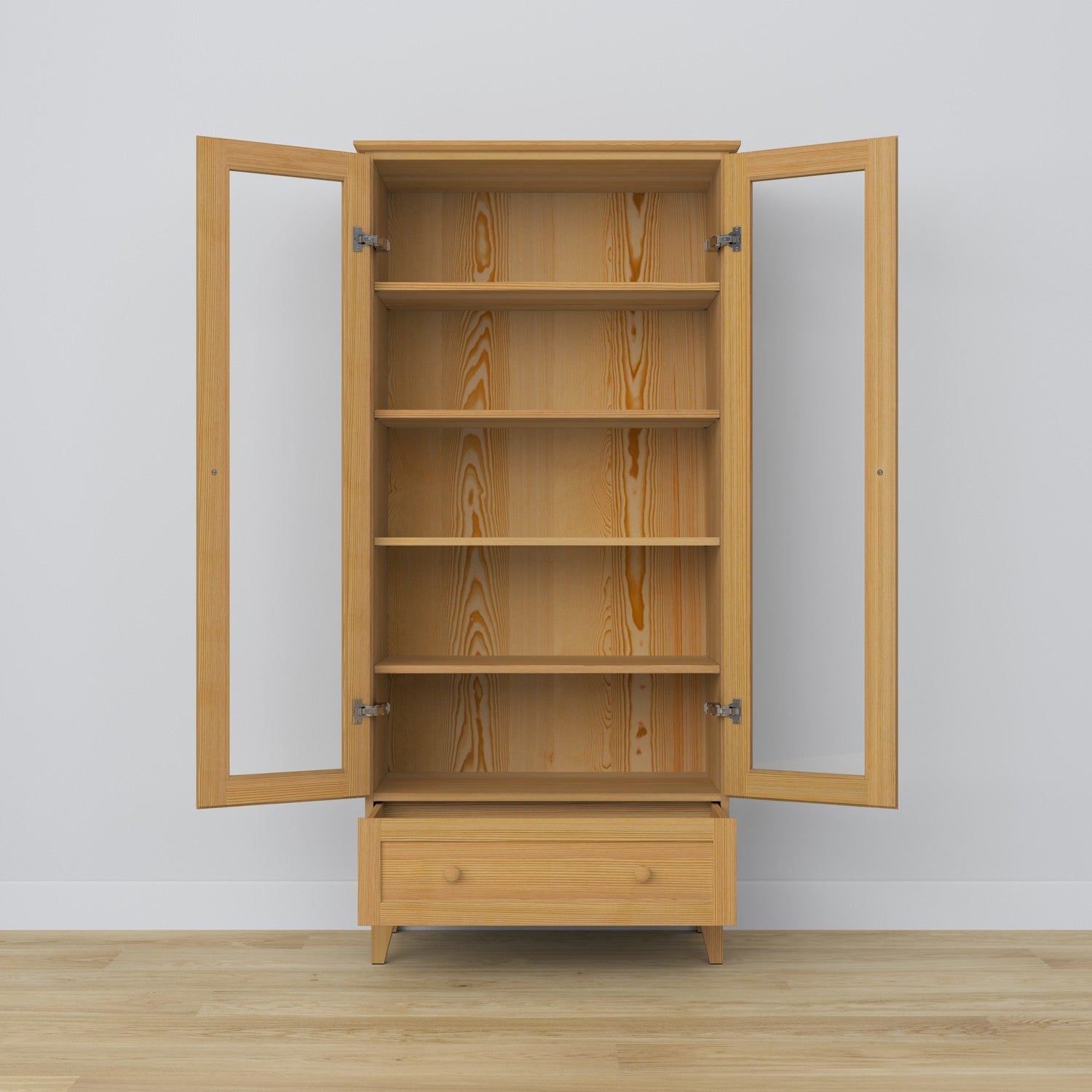 Display cabinet 1S pine natural pine in living room – Scandinavian arrangement, Nizio