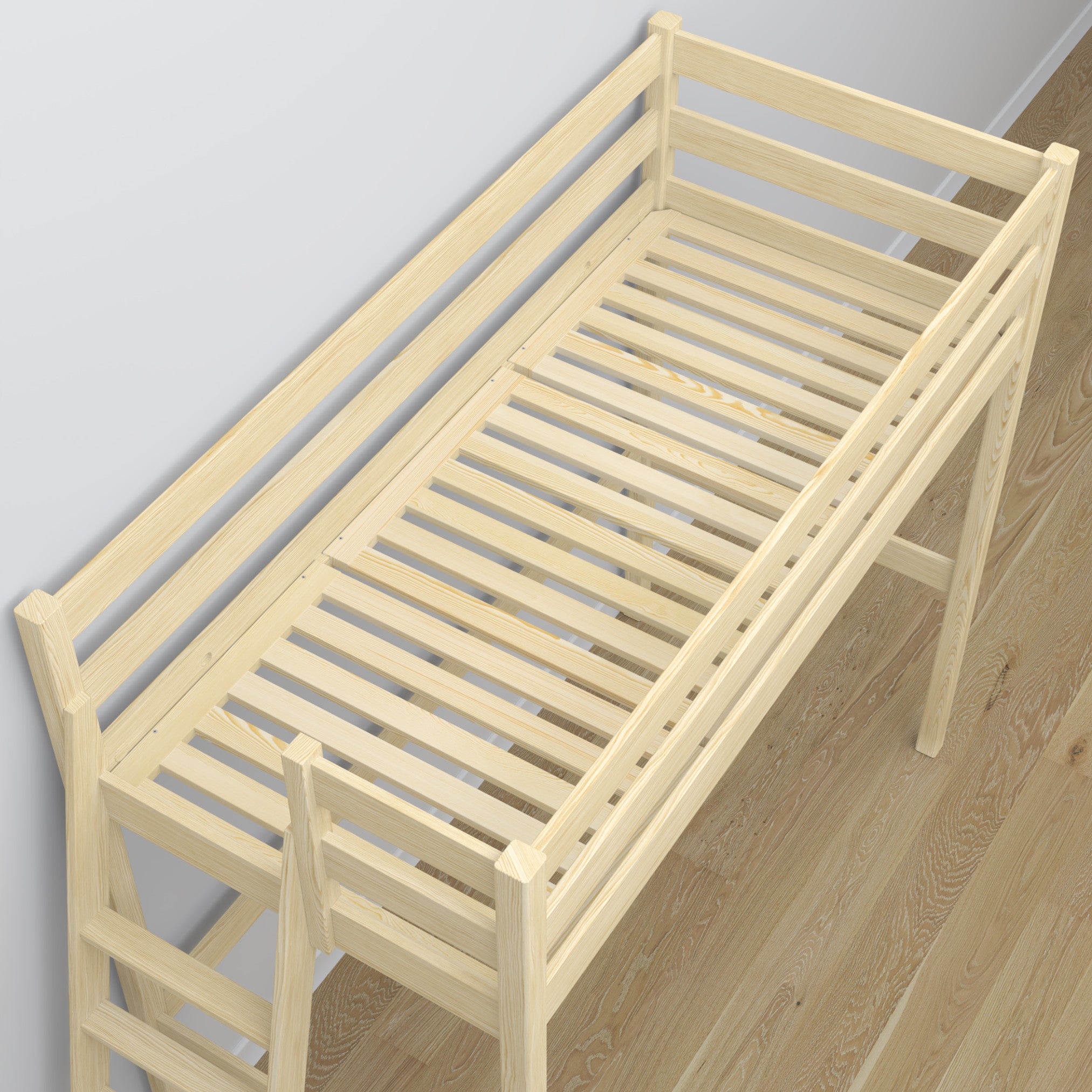Clear Pine Wooden Loft Bed – Free Space Under the Sleeping Area, Nizio