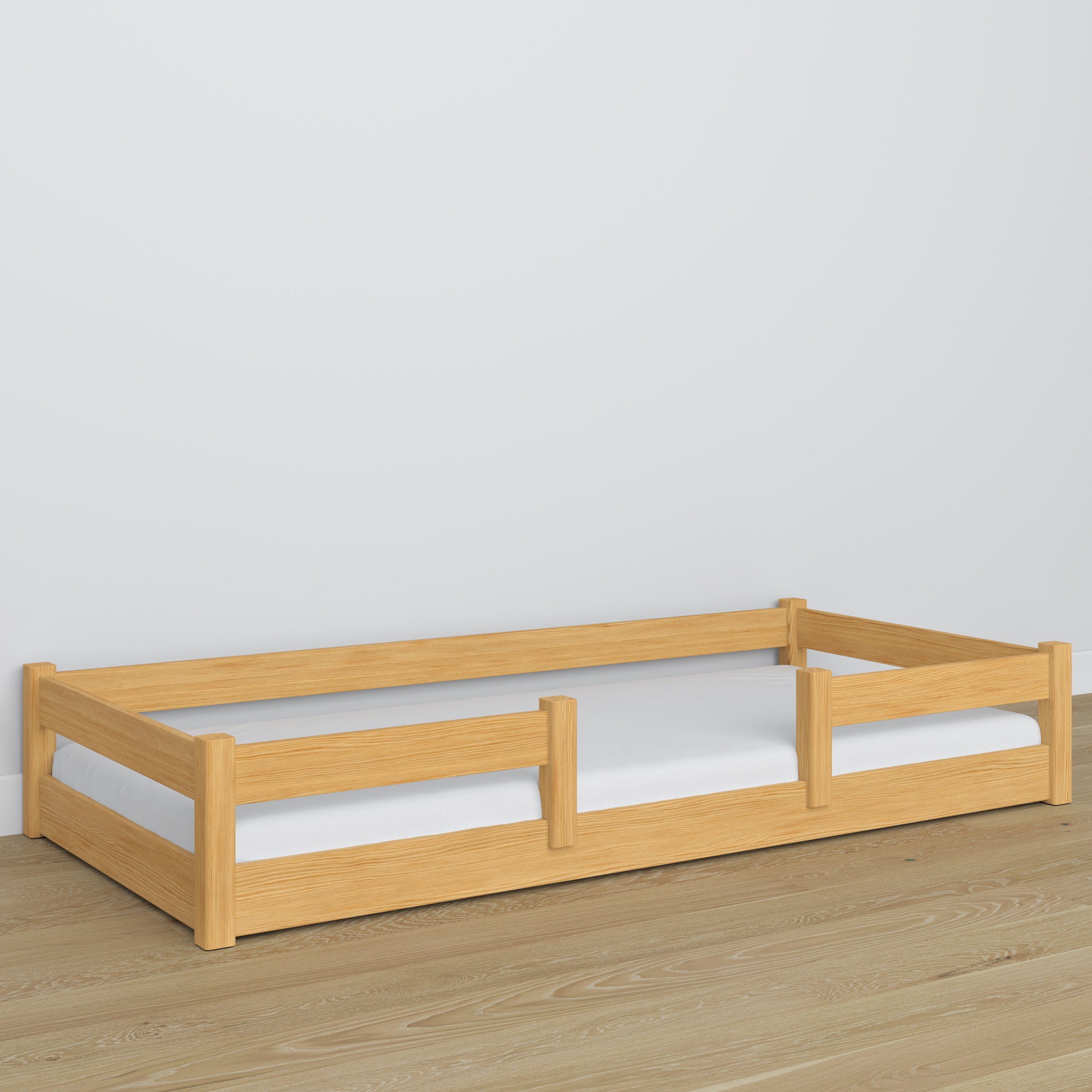 Low Wooden Natural Pine Bed – Joint Details, Nizio Home