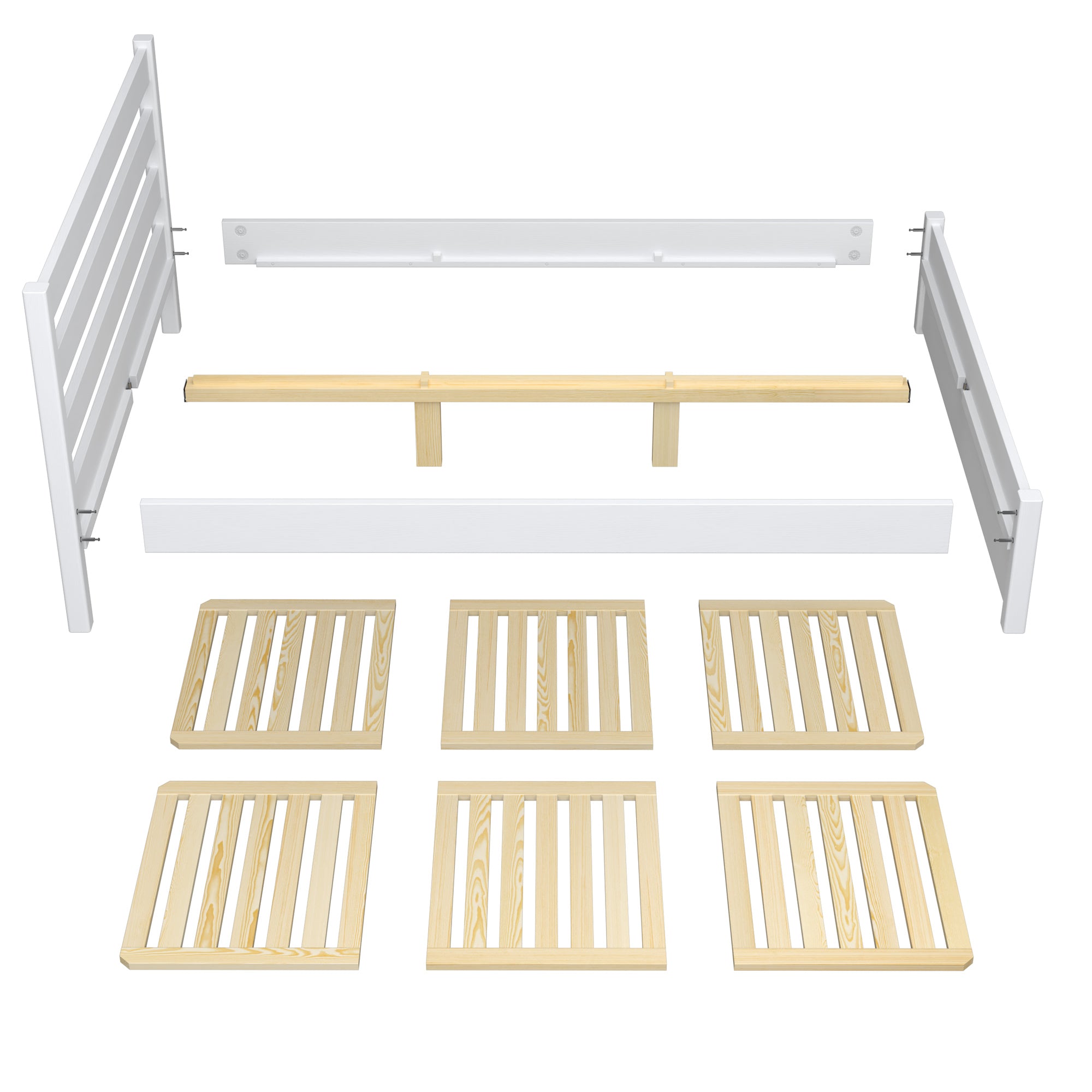 Double bed with drawer white with oak made of wood – side view, Nizio