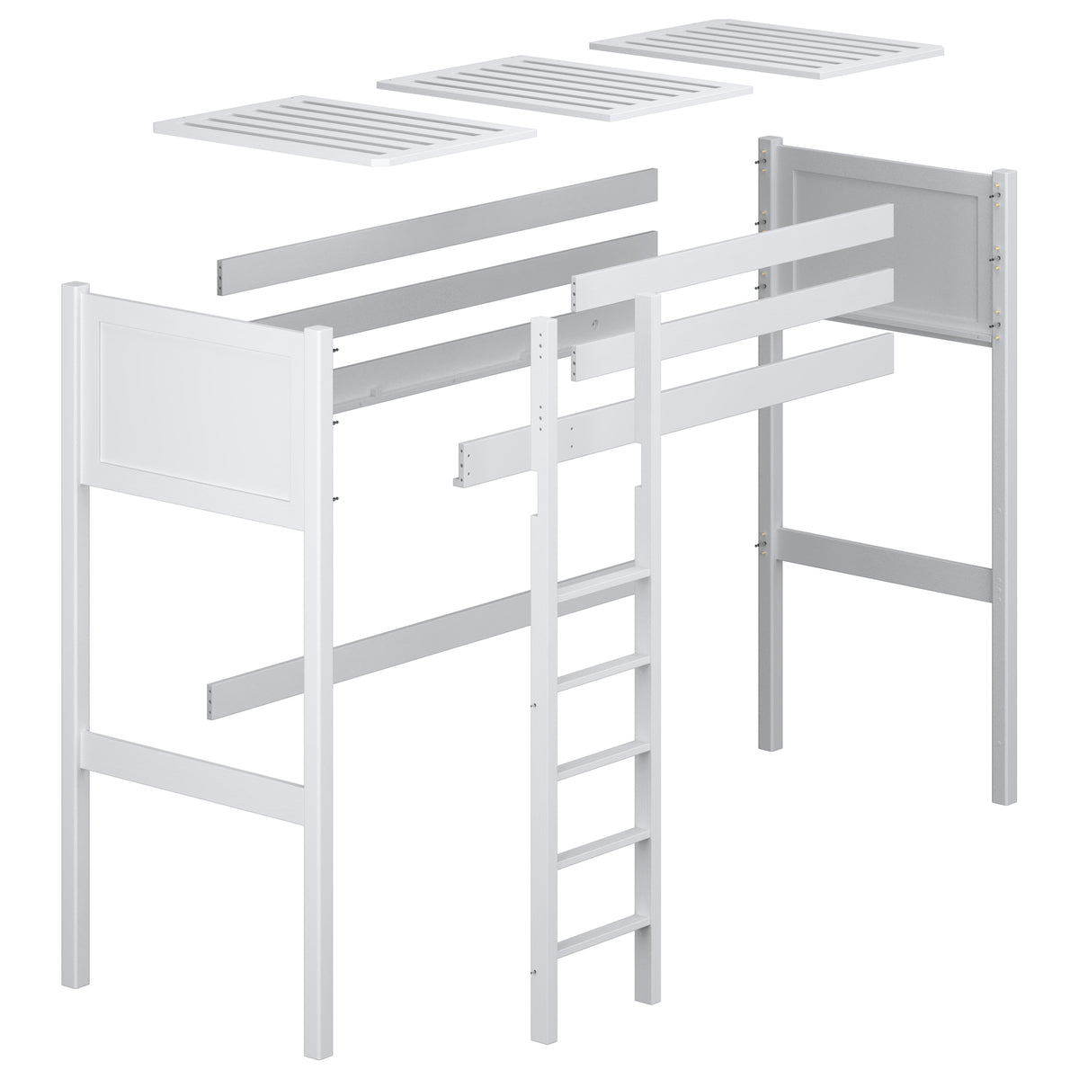 Loft bed bleached oak oak – dimensions and diagram, Nizio
