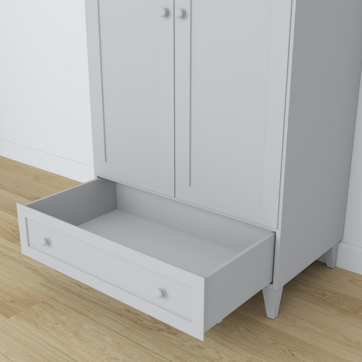 Trægarderobe 2D1S Scandi grå