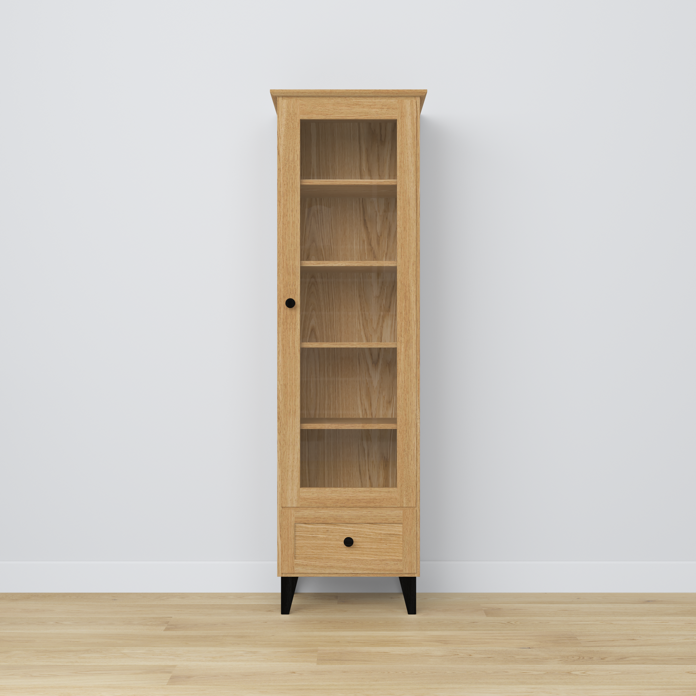 Oak Display Cabinet 1S 57 Scandi Black / Natural Oak
