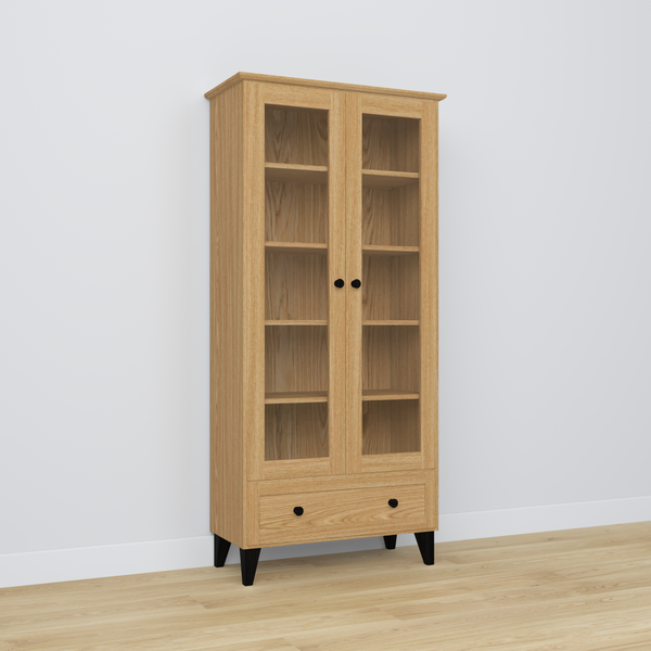 Oak display cabinet 1S 90 Scandi oak natural / black
