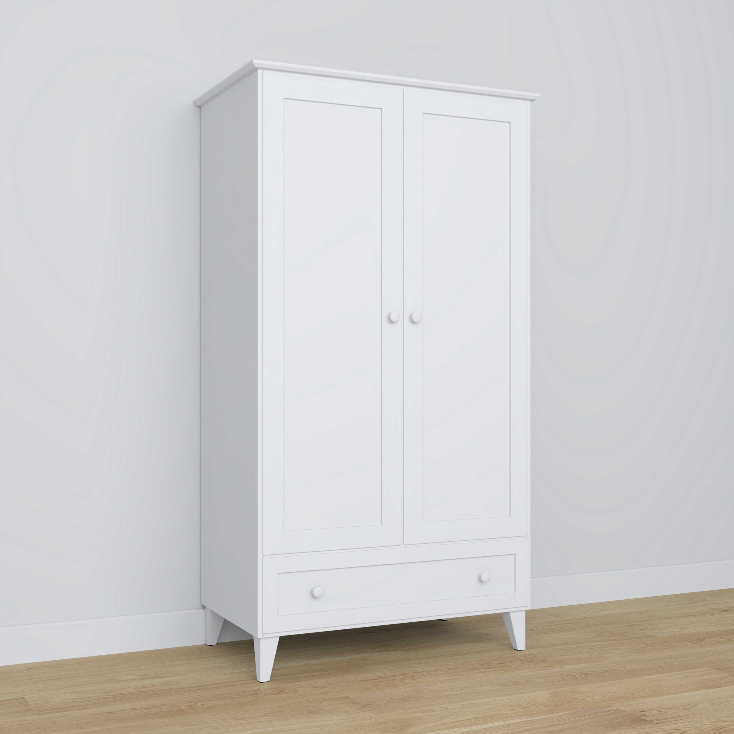 Trægarderobe 2D1S Scandi hvid