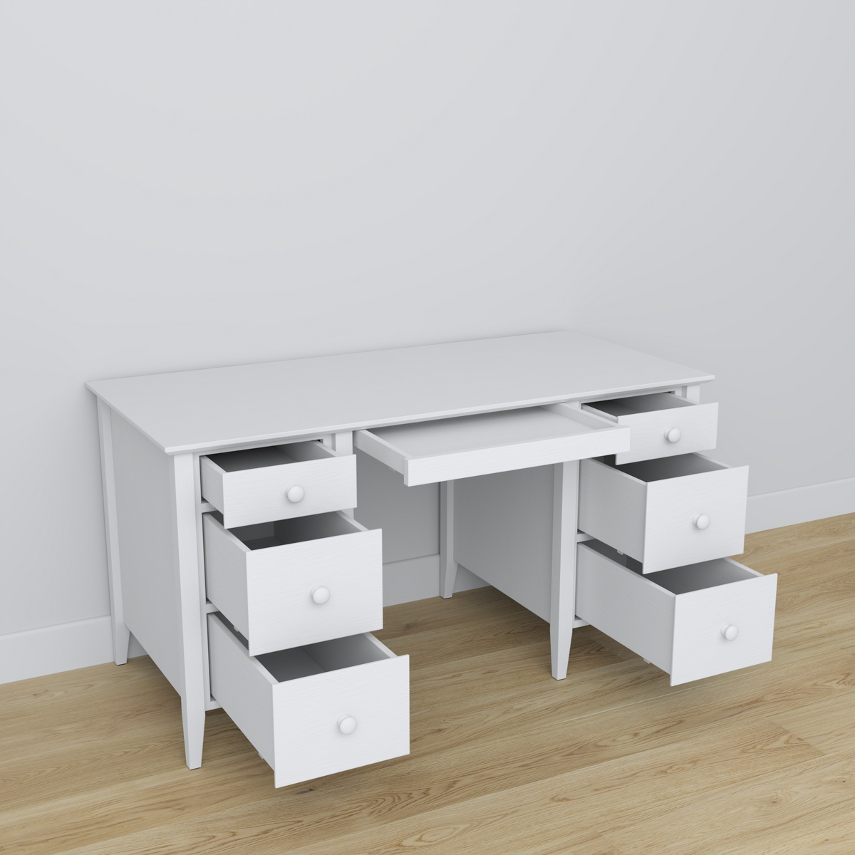 Træ skrivebord 6S Scandi hvid