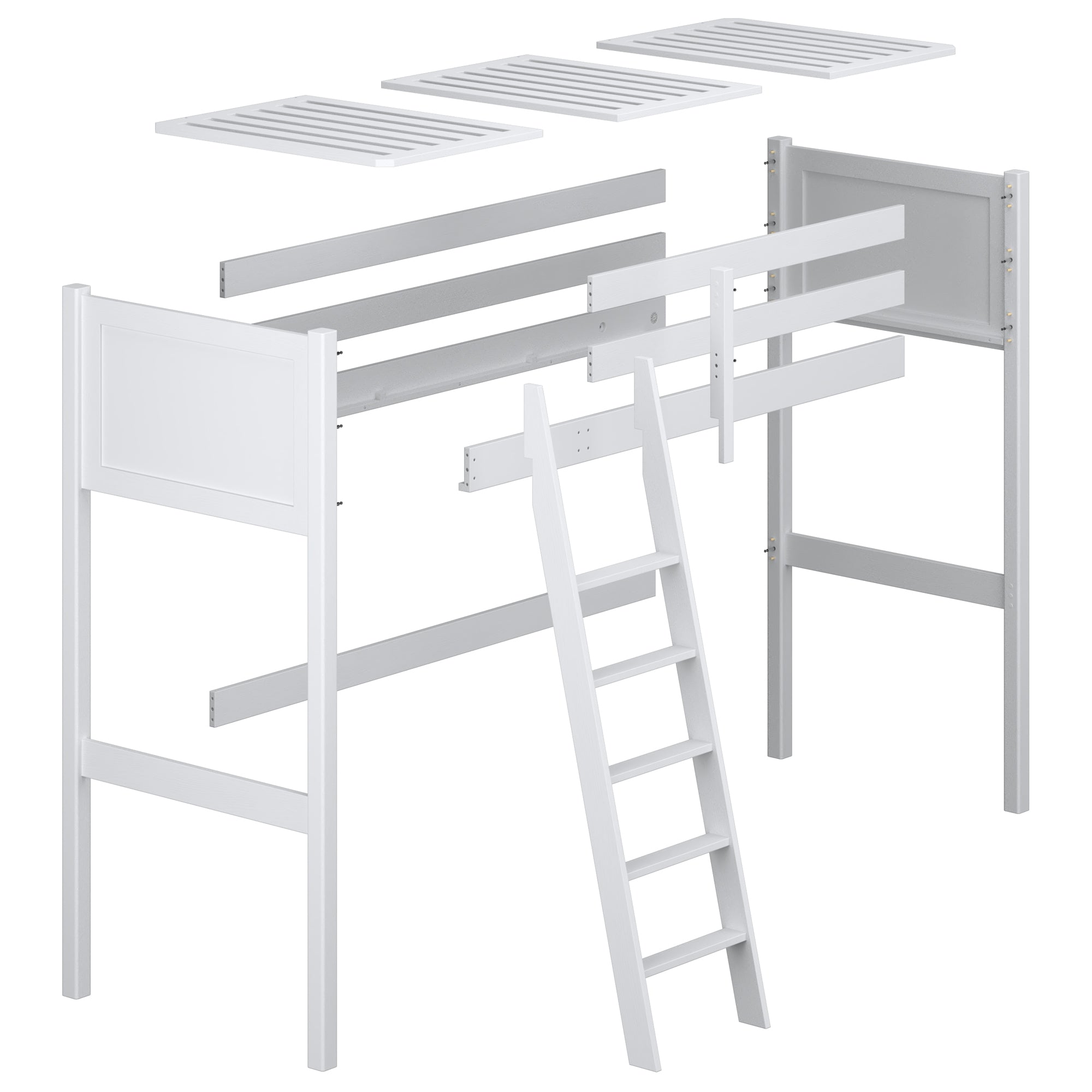 Loft bed clear pine wooden – dimensions and diagram, Nizio