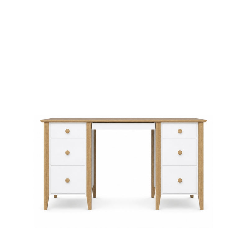 Wooden desk 6S Scandi white / natural oak