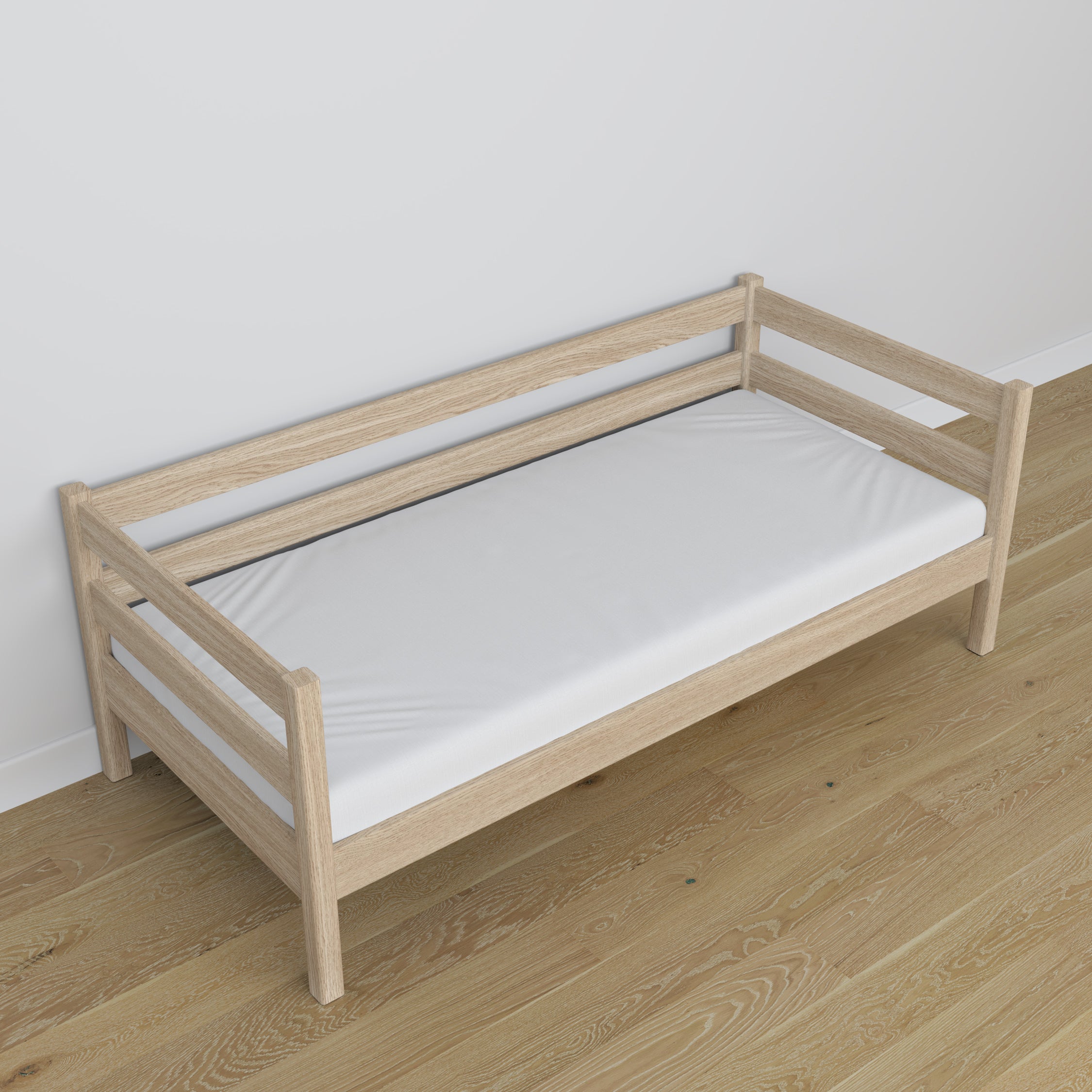 Sovesofa af bleget eg lavet af eg - mål og diagram, Nizio