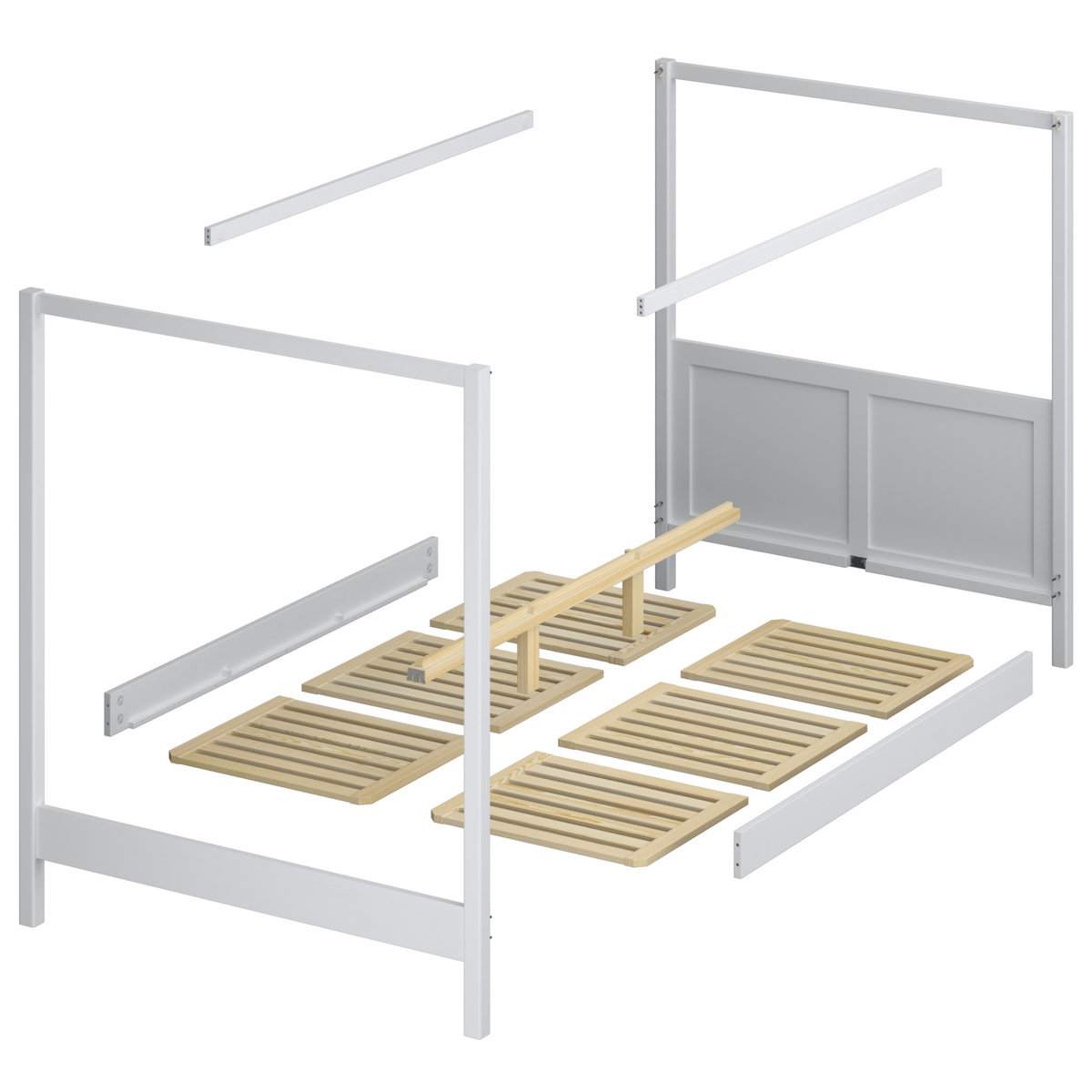 Wooden grey canopy bed – wood details, premium quality, Nizio