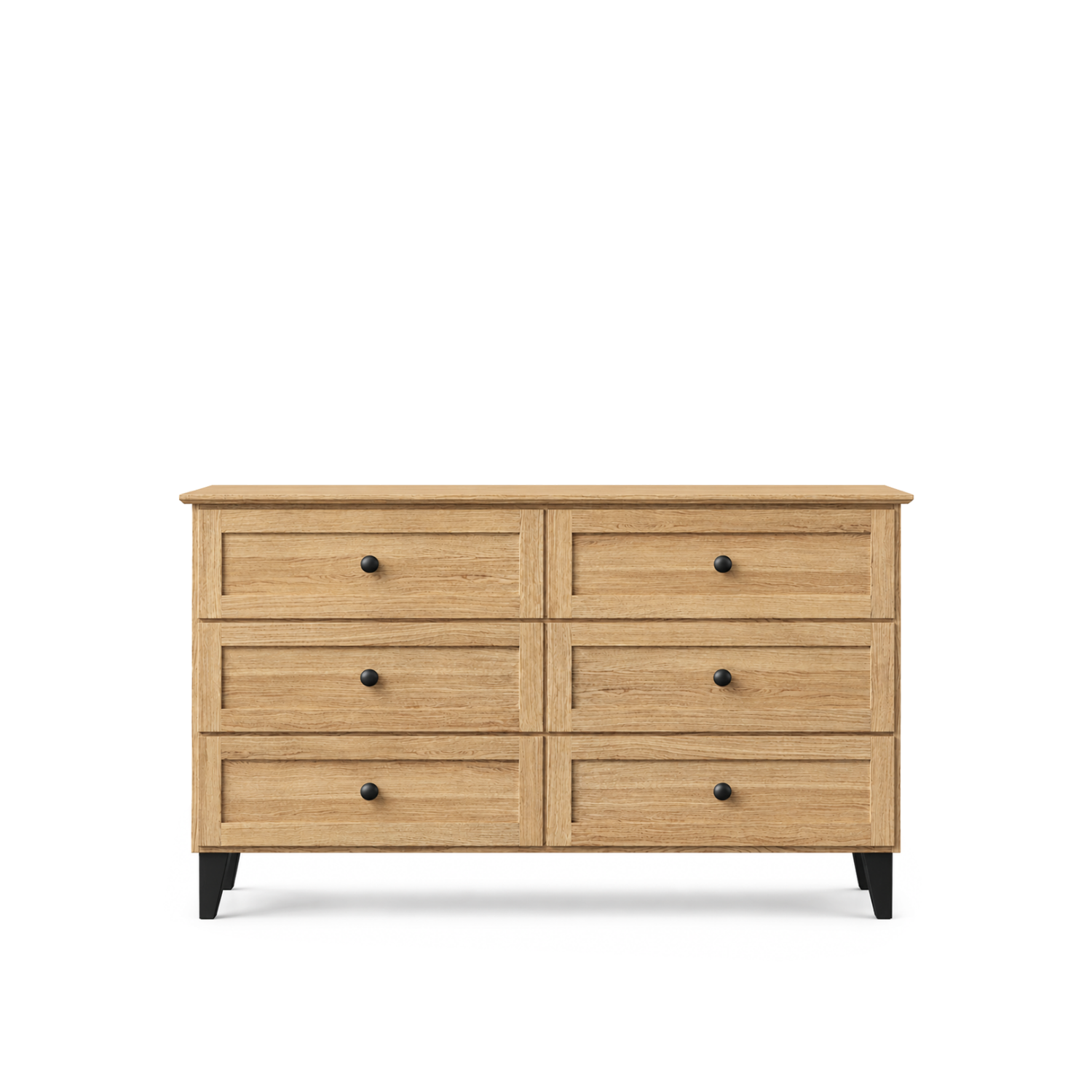 Chest of drawers with 6 drawers oak natural oak with black 154 cm – bedroom, Scandinavian style