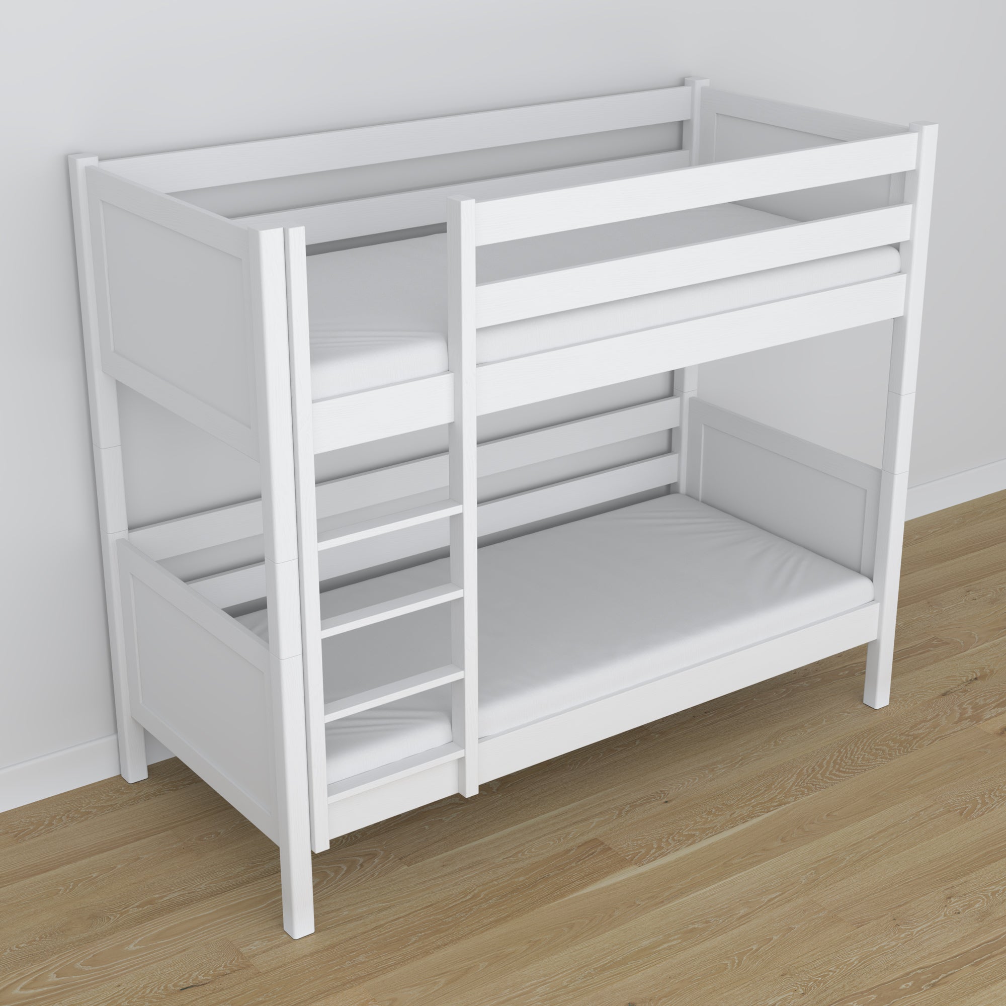 Hvid køjeseng i træ – mål og diagram, Nizio